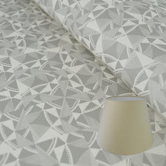 Munro and Kerr grey printed geometric Esme Winter paper for an empire lampshade