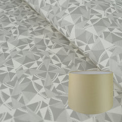 Munro and Kerr grey printed geometric Esme Winter paper for a tapered drum lampshade