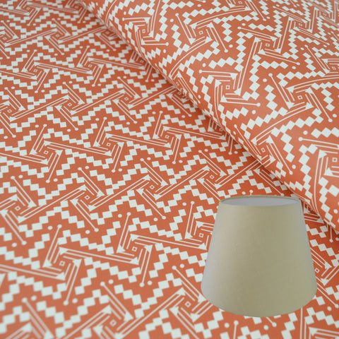 Munro and Kerr tomato red printed Esme Winter paper for an empire lampshade