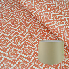 Munro and Kerr tomato red printed Esme Winter paper for a tapered drum lampshade