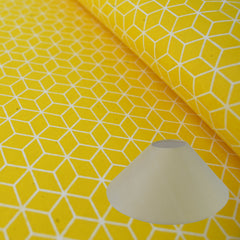 Munro and Kerr yellow geometric hand printed paper for a coolie lampshade