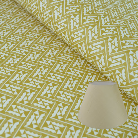 Munro and Kerr yellow printed Esme Winter paper for a tapered empire lampshade